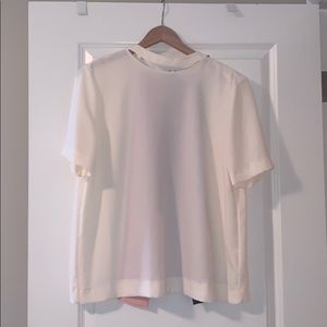 NWT! Cream top w pleated color block
